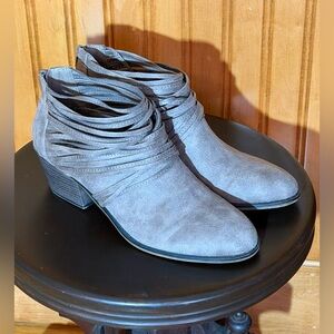 Fergalicious Strappy Taupe Ankle Booties Size 11